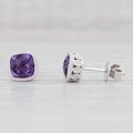 New 1.66Ctw Amethyst Solitaire Stud Earrings 14K White Gold February Birthstone