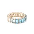 Blue Ombre Emerald Cut Eternity Band Ring in 14K 18K Gold | Natural Blue Gradient Shaded Gemstone