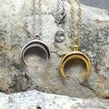 Crescent Moon. Moon Necklace. Gold Silver Upside Down Gift For Her. Double Horn Half