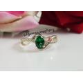 Emerald Wedding Ring 1Ct Cut Solid Silver Engagement Cluster Lab Moissanite Bridal Promise Anniversary Gift