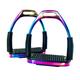 Gloss Rainbow Safety Flexi Stirrups Horse Riding S/ Steel With Black Treads 4" & 4.75