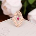 Vintage Natural Red Ruby Engagement Ring Antique 18K/14K Rose Gold Art Deco Milgrain Diamond Unique Bridal Wedding For Women