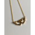 14K Gold & Diamond Interlocking Hearts Necklace. Dainty Heart Necklace