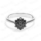 Black Diamond Cluster Ring, Flower Shape Ring , Floral Pave White Gold Natural
