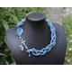 Under The Summer Sky. Bead Crochet Rope, Lariat, Beaded Necklace, Blue-Grey, Ooak, Seed Beads, Small Beads Long Natural Agate Bead