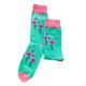 Pretty Flamingo Design On Turquoise Socks With Pink Trim, Unisex