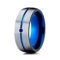 Gray Weddingt Ring, Blue Tungsten Ring, Anniversary Ring, Men & Women, Engagement Ring, Tungsten Carbide Sapphire Ring, Comfort Fit