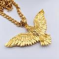 Gold Eagle With Open Wings Pendant, Sterling Silver Rose Necklace, 925 Men's Pendant