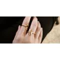 Rings For Women, Gold Statement Ring, Geometric Bar Gemstone Israeli Jewelry, Open Contemporary Black Stone Ring