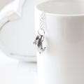 Tiny Rabbit Necklace, Silver Plated Bunny Pendant Easter Hare Spring Cute Animal Necklace. Handmade