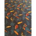 100% Cotton Hawaiian Fabric Navy Color Surf Board& Cars By The Yard With Free Shipping