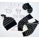 New To The Crew Coming Home Baby Boy Outfit Personalized Newborn Clothes Black Grey Stripes Mitts Shower Gift