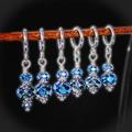 Stitch Markers For Knitting, Navy Blue Crystal Glass Stitch Markers Knitting & Crochet Set Of 10