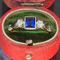 Late Art Deco Sapphire & Diamond Three-stone Ring, From About 1945