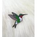 Ruby Throated Hummingbird Hard Enamel Pin | Bird Animal Art Deco