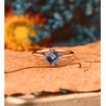 Asscher Cut 6mm Rose Gold Wedding Ring, Vintage Alexandrite Engagement Anniversary Women Art Deco June Birthstone