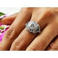 2.50 Ct Round Moissanite Vintage Engagement Ring, Art Deco 935 Argentium Silver Ring, Estate Wedding Anniversary Ring For Women