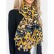 Womens Mustard Yellow Leopard Print Scarf, Colour Block Multi Rainbow Scarf Shawl Wrap, Long Large Ladies Gift For Her, Vintage