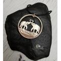 Romantic Elephant Pendant Handmade From Vintage British Penny, Bronze Anniversay Gift, Valentines Or Christmas, Kissing Elephants With Heart