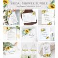 Sunflower Editable Bridal Shower Bundle, Yellow Floral Printable Invitation Welcome Sign Tag Advice Labels, Templates Instant Download 565-A