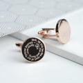 Personalised Us & Bump Cufflinks, Customised Circle Cuff Links, Spiral Font Engraved Message Gift For New Dad To Be, Baby