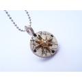 Mini Compass Necklace in Sterling Silver, 10K Gold & Diamond