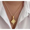 st Benedict Cross Necklace, Gold Protection Religious 18K Filled Necklace