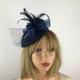 Navy Blue Fascinator On Headband & Clip Dark Wedding Mother Of The Bride Ladies Day Ascot Races Special Occasion