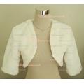Ivory Faux Fur Bolero 3/4 Sleeves/Shrug Jacket Shawl Wrap Weddings Full Satin Lining - UK 4-26 Or Black