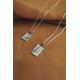 Couples Necklace Set, Silver For Couples Gift, Rectangle Necklace, Square Pendant Couple Jewelry Matching