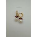 Freshwater Pearl & Ruby 24K Gold Filled Earrings | Gemstone |Keshi Statement Earrings