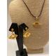 Precolumbian Jewelry. Set Pendant & Earrings, Pre Colombian Colombinos 24Kt Gold Plated