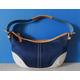 Vintage Coach Blue Canvas Leather Shoulder Bag/Vintage White & Tan Trim Bag/Cute Vintage Bag