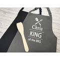 Personalised Adult King Of The Bbq Apron in Grey Or Black With Choice Coloured Detail