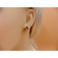 Citrine Amethyst Studs, Blue Topaz, Tourmaline Gemstone, Sterling Silver, Gold Plated Earrings