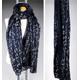 Hangeul Scarf, Print Korean Wrap Shawl Korea Alphabet Language Printed Fabric Scarf in Navy Color