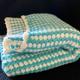 Handmade Baby Blanket, Blue & White Handmade Crotched Lap Gift For