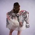 Clara Scarf Zebra Print Wrap in Taupe & Pink