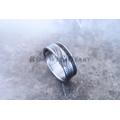 Damascus Steel Ring With Hematite & Titanium, Custom Engraved Wedding Ring, Engagement Mens For Him