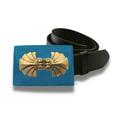 Baroque Style Belt Buckle in Hand Painted Turquoise Opaque Enamel For Snap Belts Rococo Inspired With Custom Colors Available