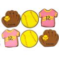 Softball Jersey Glove Cookies - Set Of 6 Crunchy Shortbread Cookies Individually Wrapped By Bakersdozentogo