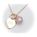 Girls Rose Gold Over Sterling Silver Heart & Pearl Necklace With Free Personalised Engraving, Includes Gift Box & Shipping