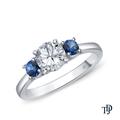 Semi Mount Sapphire Side Stones Three Stone Engagement Ring With Certificate 0.26Ct.tw Si