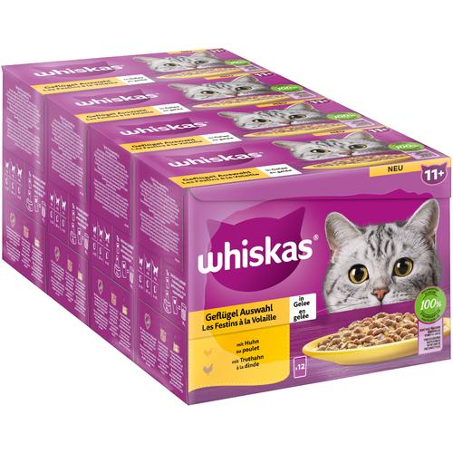 48x85g 11+ Geflügelauswahl in Gelee Megapack Whiskas Senior Frischebeutel Katzenfutter nass