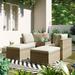 LANTRO JS Outdoor Patio Furniture Set 5Piece Wicker Rattan Sectional Sofa Set