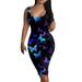 VBARHMQRT Women s Dresses Women Casual Sexy Round Neck Tank Top Sleeveless Dress Print Casual Midi Dress Corset Dress Party Dresses for Women 2024 Trendy