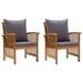 Patio Chairs with Cushions 2 pcs Solid Acacia Wood Outdoor Chairs
