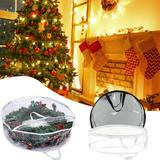 Frogued Wreath Storage Bag with Handle Large Capacity Reusable Heavy-duty Dust-proof Visible Transparent Christmas Garland Container Festival Supplies (Black M)