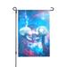 TEQUAN Fantasy Future Space Skulls Skeletons Garden Flags 18 x 12 inch Double Sided Linen Outdoor Flag for Holiday Farmhouse Yard Home Decor