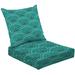 2-Piece Deep Seating Cushion Set Blue green Floral Seamless Art Deco Outdoor Chair Solid Rectangle Patio Cushion Set